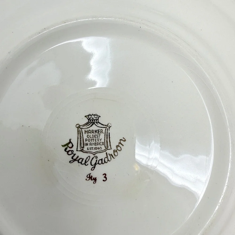 Harker Pottery Royal Gadroon Mixed Plate Lot 8pc Grape Ivy Scalloped 9.25in USA